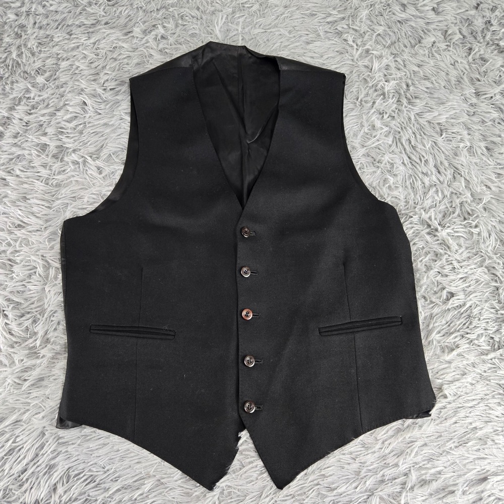 Unbranded Mens Large Black Wool Blend Formal 5-Button Suit‎ Vest Waistcoat